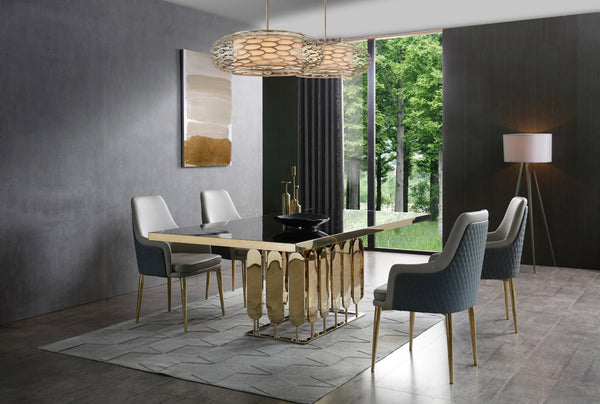 Modrest Griffith Modern Black Glass & Gold Dining Table Black Dining Table SKU VGVCT1866-BLK Product ID: 75110