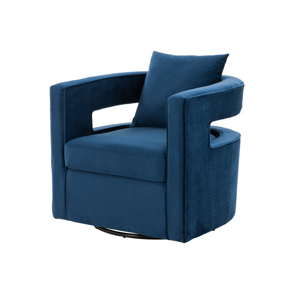 Modrest Wells Modern Blue Velvet Swivel Accent Chair Blue Lounge Chair SKU VGRHAC-543-BL-CH Product ID: 79137
