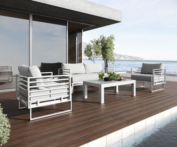 Renava Wharf Outdoor Light Grey and White Sofa SetVig Furniture Model VGGES0273SA-WHT-SET ID 80319 catch