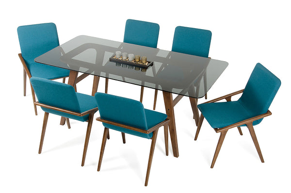 Modrest Zeppelin Modern Smoked Glass Dining Table Walnut Dining Table SKU VGMAMIT-1111 Product ID: 70858