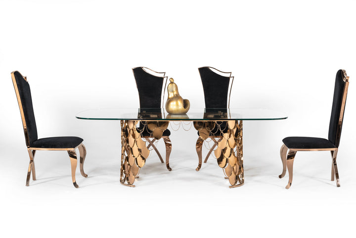 Modrest Javier Modern Glass & Rosegold Dining Table - MONAVILLA