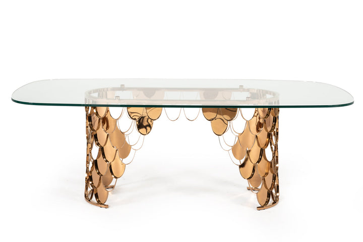 Modrest Javier Modern Glass & Rosegold Dining Table - MONAVILLA