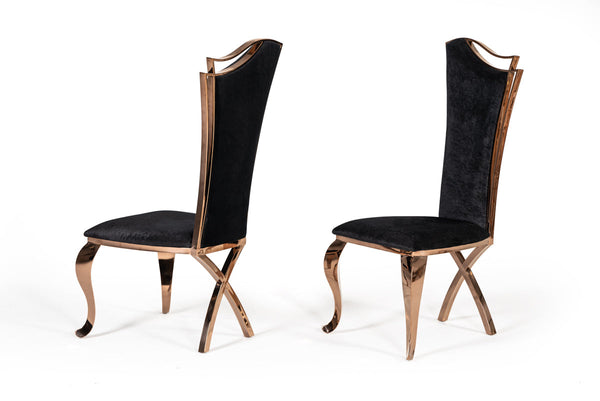 Modrest Bonnie Transitional Black Velvet & Rosegold Dining Chair (Set of 2) - MONAVILLA