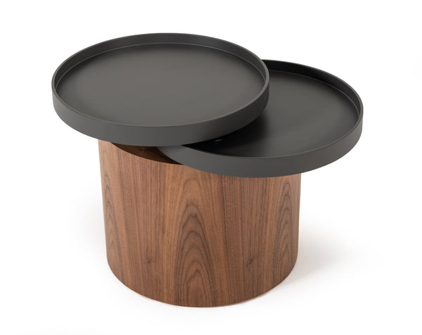 Modrest Bascom Modern Walnut End Table with Swivel Top - MONAVILLA