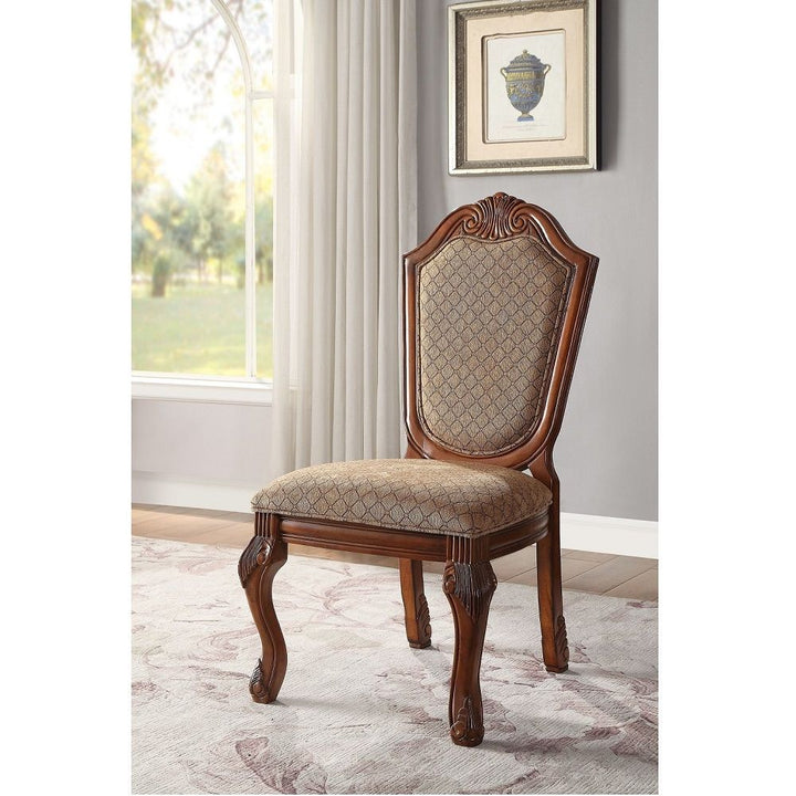 ACME Chateau De Ville Fabric & Cherry Side Chair Model 04077A - MONAVILLA