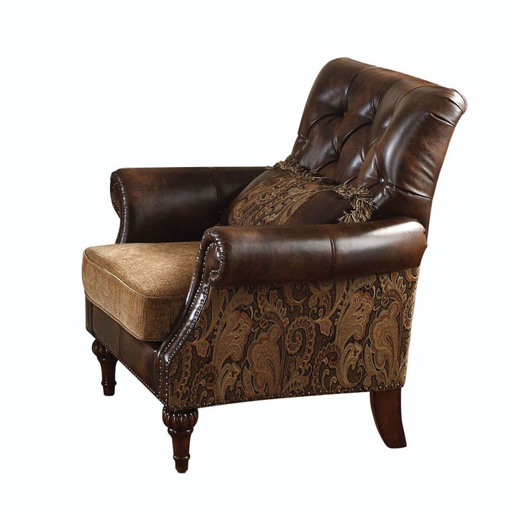 ACME Dreena 2-Tone Brown PU & Chenille Chair Model 5497 - MONAVILLA