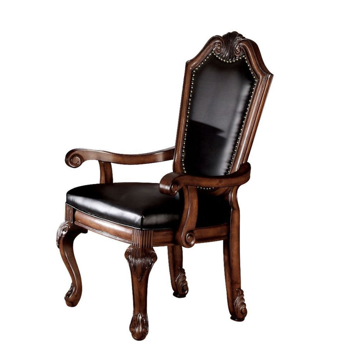 ACME Chateau De Ville Black PU & Cherry Chair Model 10039A - MONAVILLA