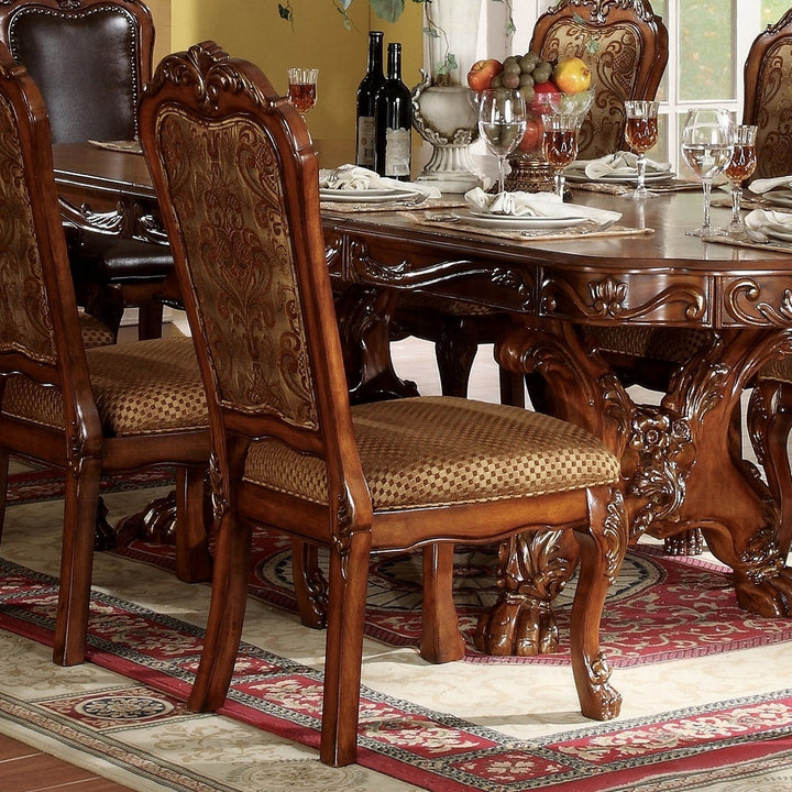 ACME Dresden Fabric & Cherry Oak Side Chair (Set-2) Model 12153 - MONAVILLA