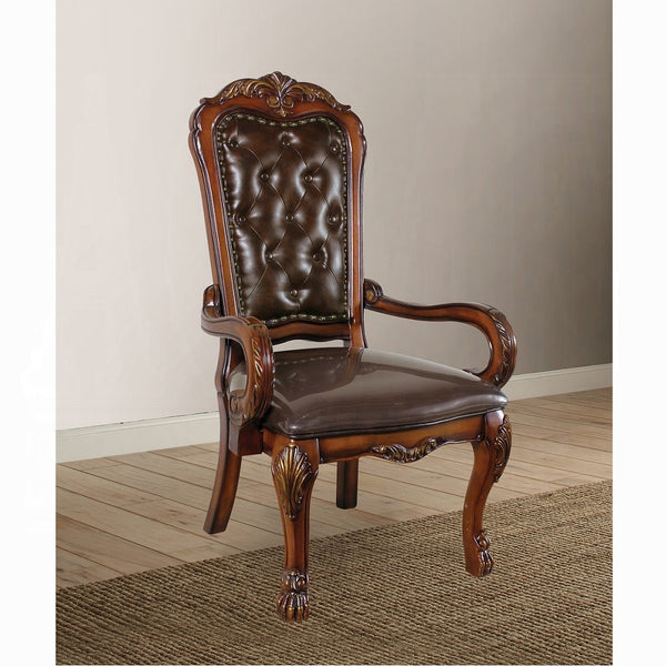 ACME Dresden PU & Cherry Oak Executive Office Chair Model 12170