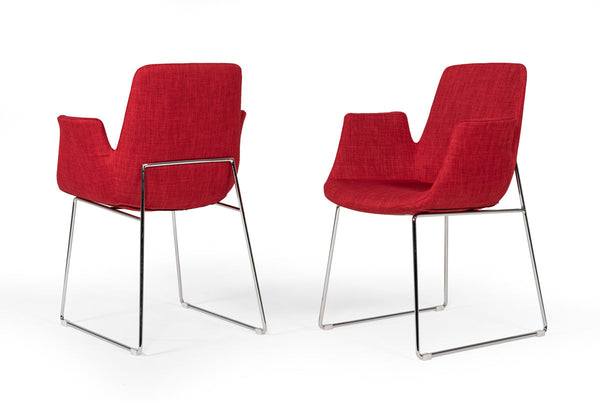 Modrest Altair Modern Red Fabric Dining Chair - MONAVILLA