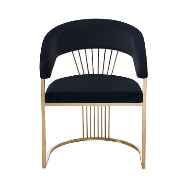 Modrest Linda Modern Black Velvet and Gold Dining Chair - MONAVILLA