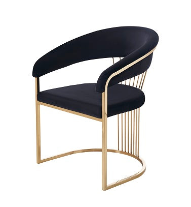 Modrest Linda Modern Black Velvet and Gold Dining Chair - MONAVILLA