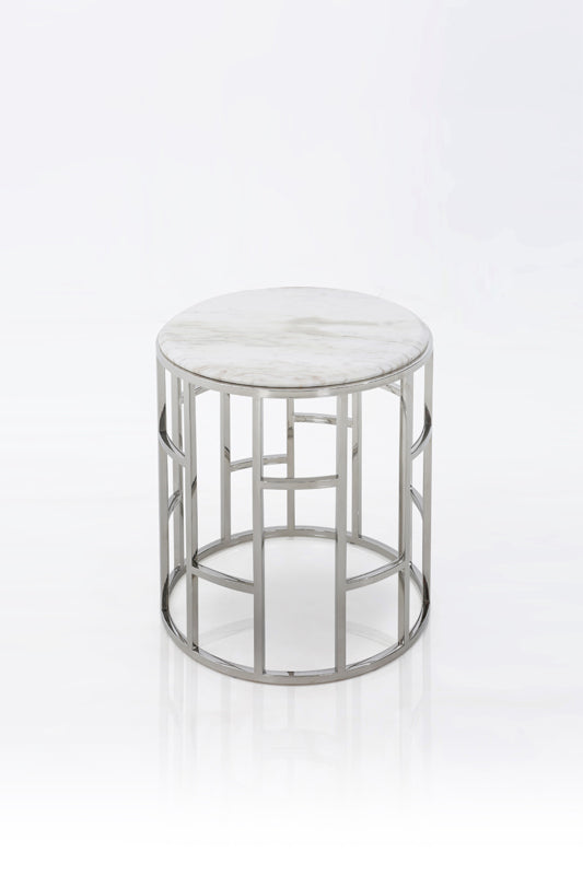 Modrest Silvan Modern Marble & Stainless Steel End Table - MONAVILLA