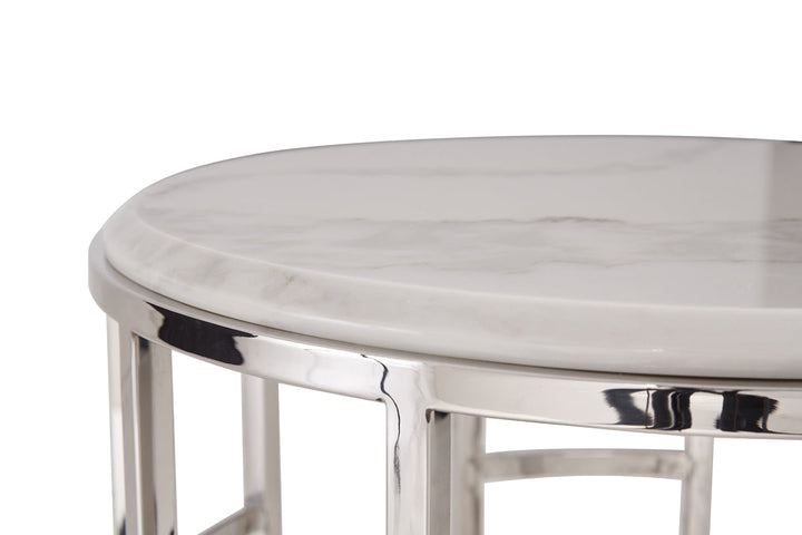 Modrest Silvan Modern Marble & Stainless Steel End Table - MONAVILLA