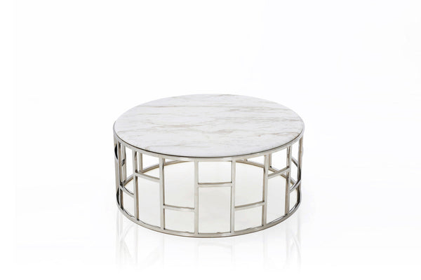 Modrest Silvan Modern Marble & Stainless Steel Coffee Table - MONAVILLA