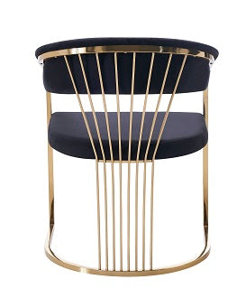 Modrest Linda Modern Black Velvet and Gold Dining Chair - MONAVILLA