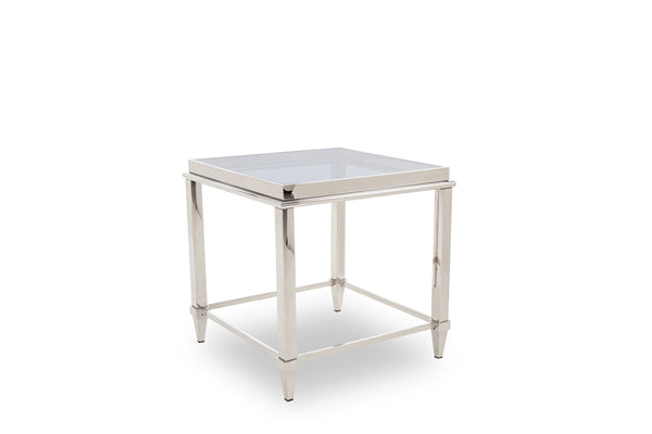 Modrest Agar Modern Glass & Stainless Steel End Table - MONAVILLA