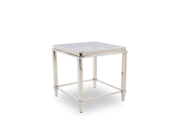 Modrest Agar Modern Glass & Stainless Steel End Table - MONAVILLA