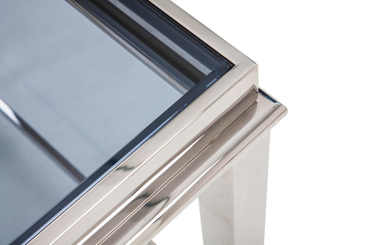 Modrest Agar Modern Glass & Stainless Steel End Table - MONAVILLA