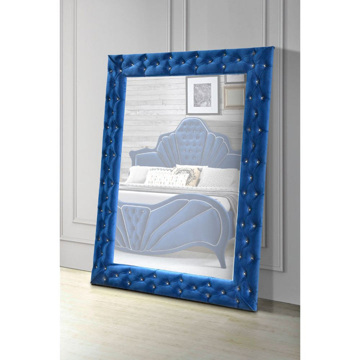 ACME Dante Blue Velvet Accent Floor Mirror Model 24238 - MONAVILLA