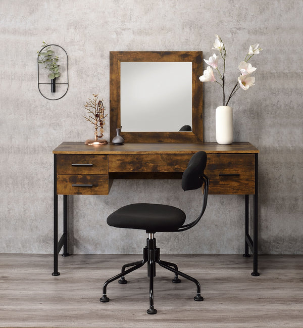 ACME Juvanth Rustic Oak & Black Finish Vanity Desk Model 24267 - MONAVILLA