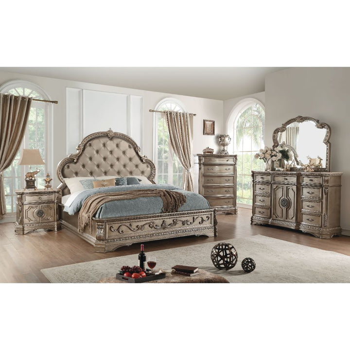 ACME Northville PU & Antique Silver Queen Bed Model 26930Q - MONAVILLA