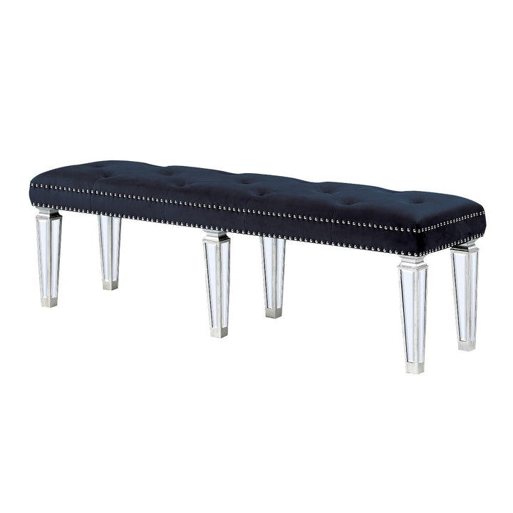 ACME Black Velvet & Mirrored Bench Model 27357 - MONAVILLA