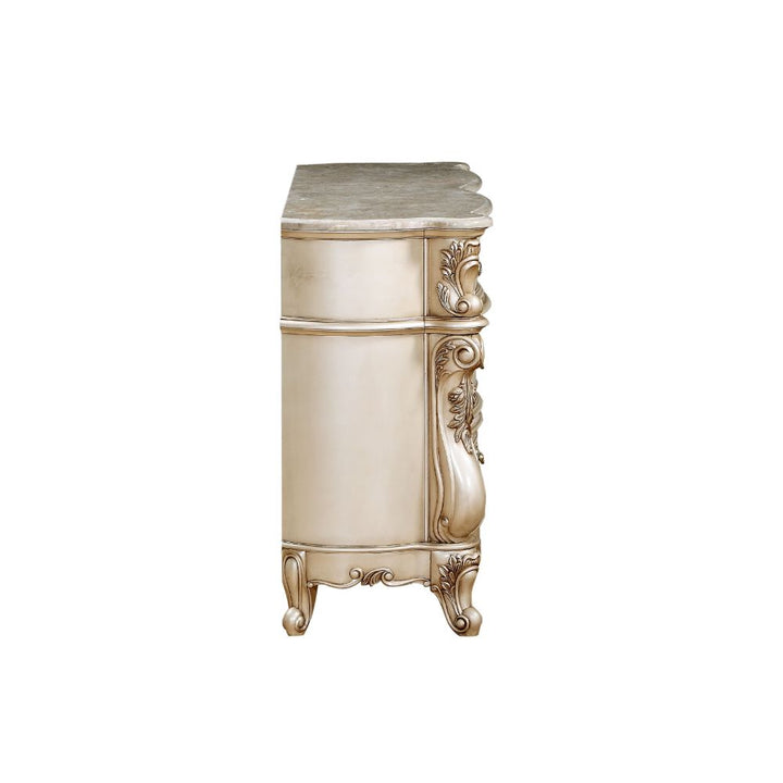 ACME Gorsedd Marble & Antique White Dresser Model 27445 - MONAVILLA