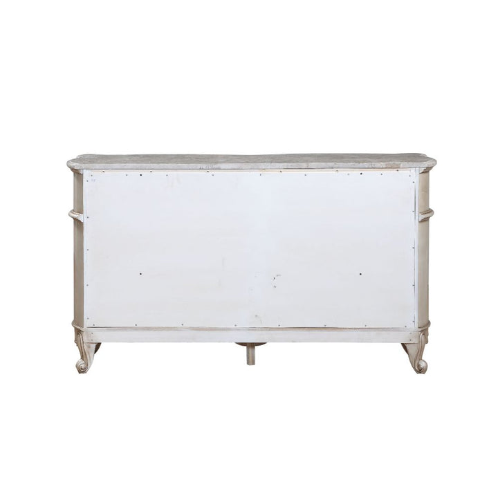 ACME Gorsedd Marble & Antique White Dresser Model 27445 - MONAVILLA