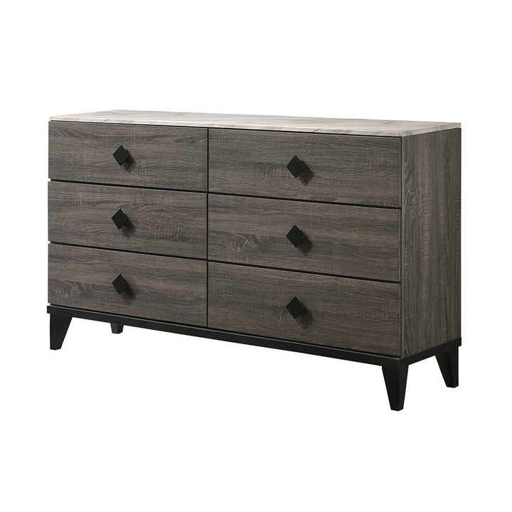 ACME Avantika Faux Marble & Rustic Gray Oak Dresser Model 27675 - MONAVILLA