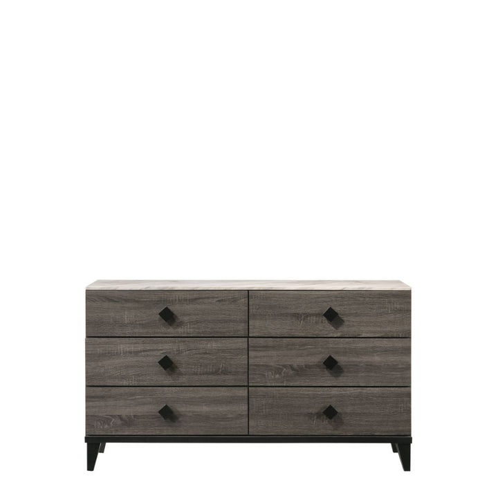 ACME Avantika Faux Marble & Rustic Gray Oak Dresser Model 27675 - MONAVILLA