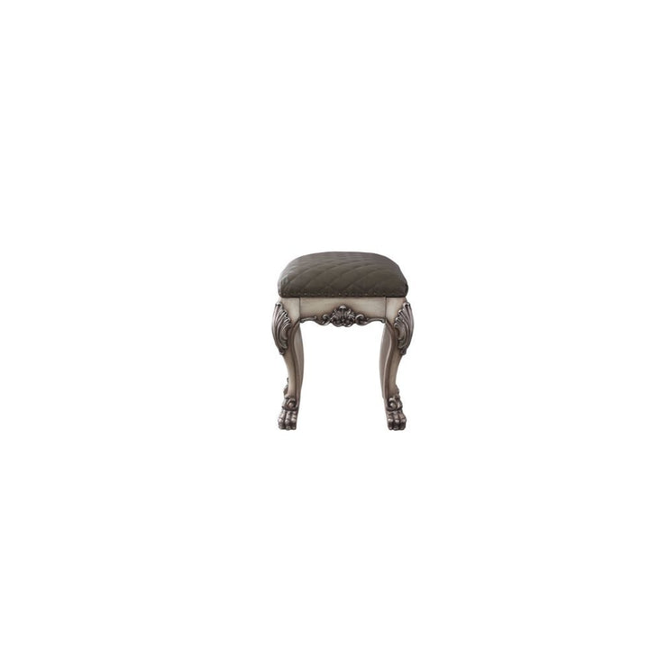 ACME Dresden Vintage Bone White & PU Vanity Stool Model 28195 - MONAVILLA