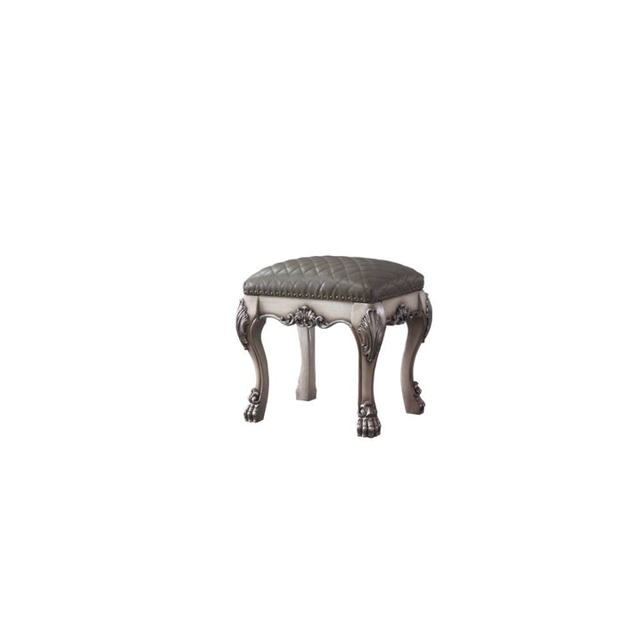 ACME Dresden Vintage Bone White & PU Vanity Stool Model 28195 - MONAVILLA