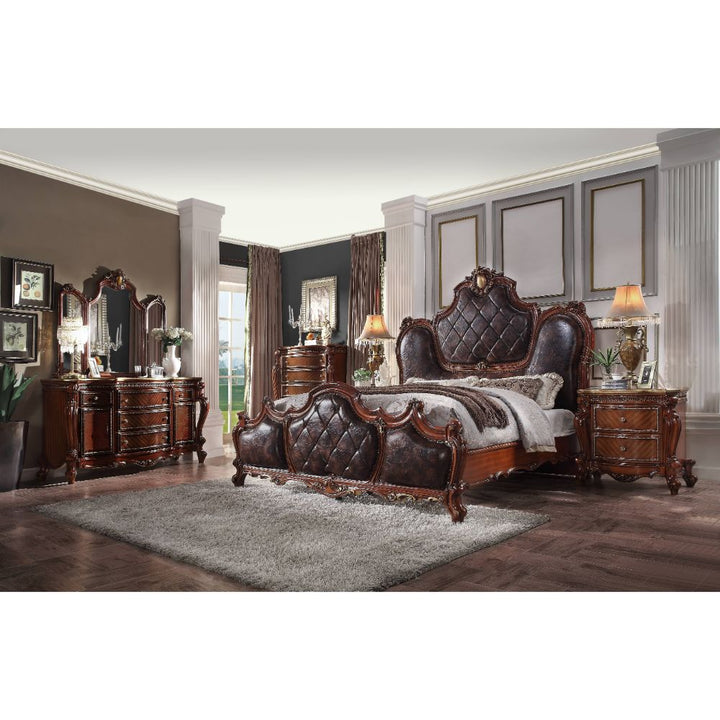 ACME Picardy PU & Cherry Oak Bed Model 28240 - MONAVILLA