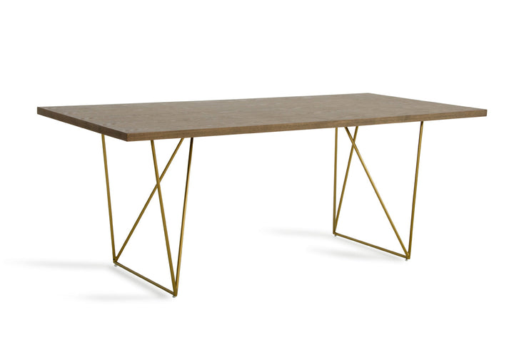 Modrest Marcia Modern Tobacco & Antique Brass Dining Table - MONAVILLA