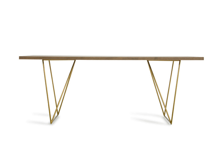 Modrest Marcia Modern Tobacco & Antique Brass Dining Table - MONAVILLA
