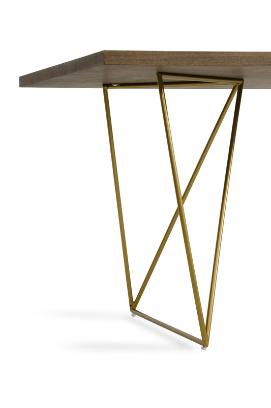 Modrest Marcia Modern Tobacco & Antique Brass Dining Table - MONAVILLA