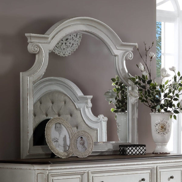 ACME Florian Antique White Mirror Model 28724 - MONAVILLA