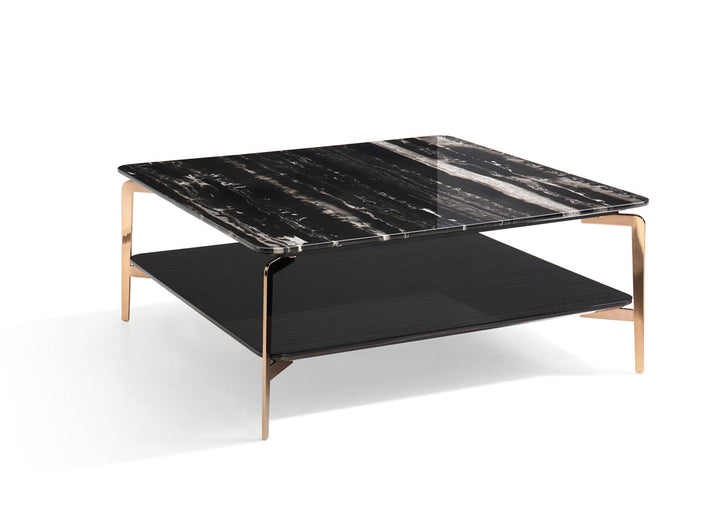 Modrest Dorian Modern Black Marble & Ebony Square Coffee Table - MONAVILLA