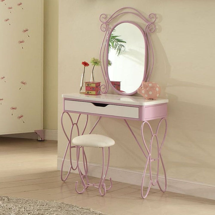 ACME Priya II White & Light Purple Vanity Desk Model 30539 - MONAVILLA