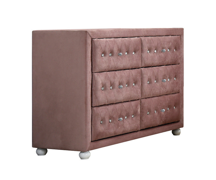 ACME Reggie Pink Fabric Dresser Model 30825 - MONAVILLA