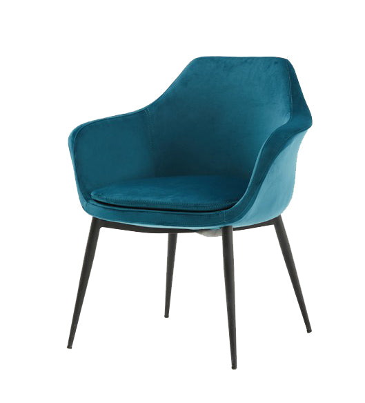 Modrest Wilson Modern Teal Velvet & Black Dining Chair - MONAVILLA