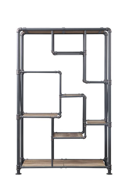 ACME Brantley Antique Oak & Sandy Gray Finish Bookshelf Model 35887 - MONAVILLA