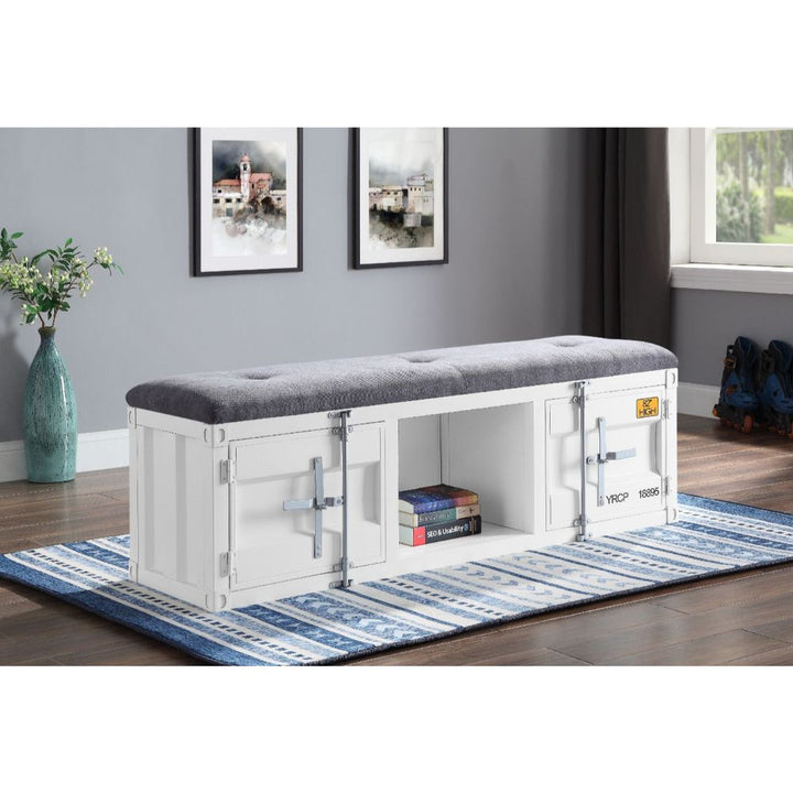 ACME Cargo Gray Fabric & White Bench Model 35912 - MONAVILLA