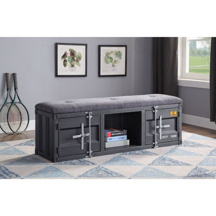 ACME Cargo Gray Fabric & Gunmetal Bench Model 35927 - MONAVILLA