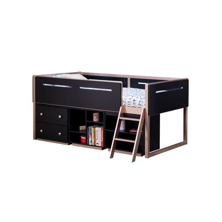 ACME Prescott Black & Rose-Gold Bookshelf Model 37984 - MONAVILLA