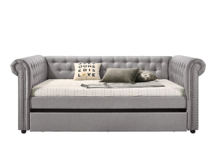ACME Justice Smoke Gray Fabric Full Bed Model 39435 - MONAVILLA