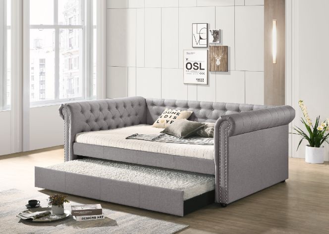 ACME Justice Smoke Gray Fabric Full Bed Model 39435 - MONAVILLA