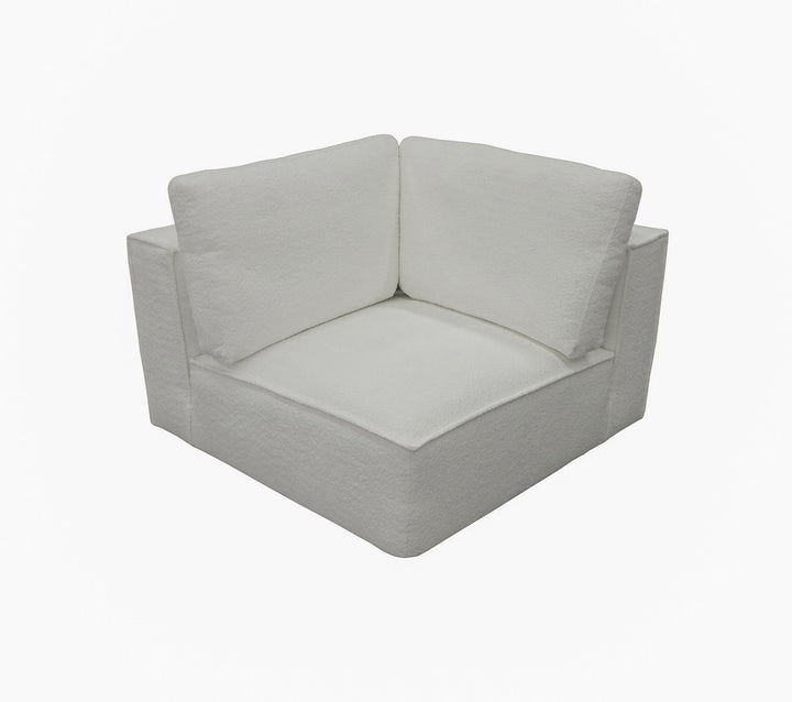 Divani Casa Lulu Modern White Fabric Modular Sectional Sofa With Right Facing Chaise - MONAVILLA