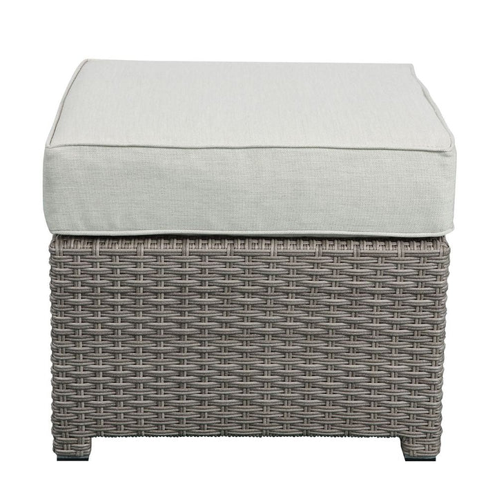 ACME Salena Beige Fabric & Gray Wicker Patio Sofa & Ottoman Model 45015 - MONAVILLA